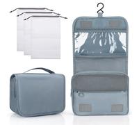 Zivacate Trousse de Toilette à Suspendre, Trousse Toilette étanche avec poignée, Sac de Rangement Maquillage Homme Femme avec 3 Sac à Cordon pour Voyage, Affaires, Fitness, Camping en Plein air -Gris