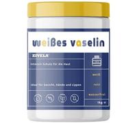 ZIVELA Gelée de pétrole blanche 1 kg - Pétrolatum pur pour peaux sèches - Protection intense de la peau pour le visage, les mains et les lèvres - Sans eau - Hypoallergénique - Végétalien - Sans parfum