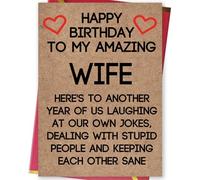 Ziwenhu Carte d'anniversaire pour épouse grossière de la part d'un mari, meilleur cadeau pour l'anniversaire de ma femme, idée cadeau d'anniversaire humoristique pour femme