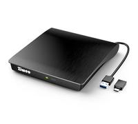 Ziweo Lecteur DVD externe USB 3.0 de type C - Graveur CD portable +/-RW - Lecteur DVD pour graveur de ROM - Compatible avec ordinateur portable de bureau, PC, Windows, MacBook, Linux, Mac OS