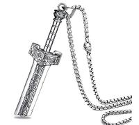 ZiWuark Collier pour homme avec pendentif épée brisée Tête de lion Chevalier Dragon Épée Viking Bijoux Cadeau pour Homme, Small, Acier inoxydable lac Acier inoxydable, Pas de gemme