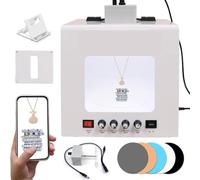 ZIXIAOS Boîte à Lumière pour Bijoux avec Plateau Tournant Automatique Et Support De Suspension, Tente De Prise De Vue à Intensité Variable, Support pour Suspendre Ou Placer des Bijoux 20cm