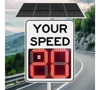 ZIXIAOS Panneau De Limitation De Vitesse à énergie Solaire 50 X 68 Cm/61 X 89 Cm, Couvrant 4 Routes, Panneau D'avertissement De Vitesse à LED avec Rétroaction Radar 60x90cm/24 x35-White