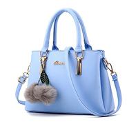 ZiXing Grand Sac a Main en Cuir Hobo Sac Bandoulière pour Femme Boule de Poil Bleu Clair