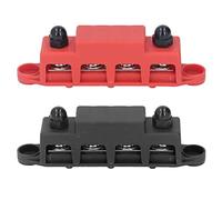 ZIXINNKC 2 pièces bornier de Barre Omnibus 48V 250A Module Robuste Distribution d'énergie boîte CC 4 Positions M10 pour RV Marine Rouge Noir