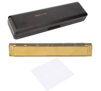 ZIXINNKC Harmonica à clé C, 28 trous, large gamme, Type de polyphonie, acier inoxydable, matériau ABS, orgue buccal (Or)