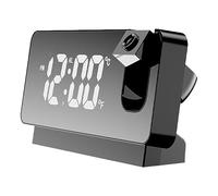 ZIXINNKC Réveil de Projection, réglage Flexible à 360 degrés, Horloge numérique créative à Miroir LED avec Affichage de la température, mémoire de Mise Hors Tension (Noire)