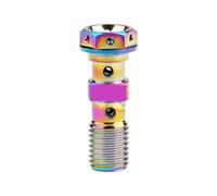 Zixinz-Vis cylindriques Boulon en Titane M10 Pas 1,0/1,25 Bride Tuyau d'huile Double Trou Embrayage purgeur vis for étrier de Moto, Résistance à la Corrosion(Blue,Pitch 1.25mm)