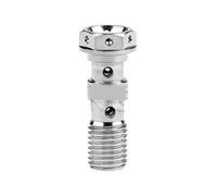 Zixinz-Vis cylindriques Boulon en Titane M10 Pas 1,0/1,25 Bride Tuyau d'huile Double Trou Embrayage purgeur vis for étrier de Moto, Résistance à la Corrosion(White,Pitch 1.0mm)