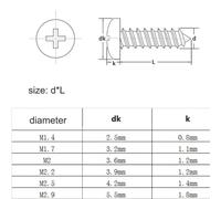 Zixinz-Vis cylindriques Vis à bois autotaraudeuses à tête ronde cruciforme en acier inoxydable noir M1.4 M1.7 M2 M2.2 M2.5, 100 pièces Résistance à la corrosion(8 Mm, 14 in Bag,M2.5 (100pcs))