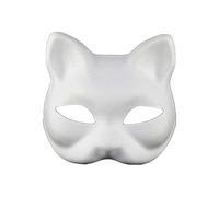 Ziyaeru Masque de fête pour enfants - Masque de Therian - Masque de chat et renard - Masque vierge à peindre soi-même - Pour Halloween - Masque non peint pour fête, bal masqué - Accessoire de cosplay