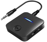 Ziyan Récepteur Bluetooth 5.0 2 en 1, prise auxiliaire 3,5 mm, stéréo, kit mains libres, audio, musique, adaptateur sans fil avec micro pour voiture, PC, TV, casque