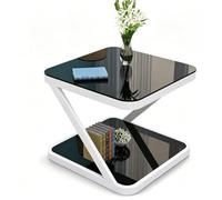 ZIYANG Table Basse Moderne en Verre, Plateau en Verre Trempé avec Étagère De Rangement, Structure en Acier Robuste, Modulable, Double Espace De Rangement, Table Basse Multifonctionnelle pour Salon,