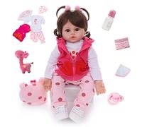 ZIYIUI 18 Pouces 48cm Poupée Bébé Reborn Fille Silicone Souple Vinyle Vrai Vie Réaliste Fait Main Nouveau-né Jouet Sucette Aimantée Cadeaux de Noël Reborn Toddler