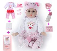 ZIYIUI 22 Pouces 55 cm Poupée Reborn Bébé Silicone Souple Vinyle Réaliste Fait Main Nouveau-né Bebe Reborn Fille Jouet Cadeaux de Noël Reborn Toddler Reborn Dolls