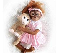 ZIYIUI 22 Pouces 55CM Reborn Poupée Singe bébé Souple en Silicone réaliste en Vinyle Souple Baby Mignon Nouveau-né poupée Fille