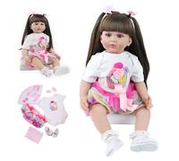 ZIYIUI 24 Pouces 60 cm Poupée Reborn Bébé Réaliste Reborn Fille Silicone Souple Vinyle Mignon Bebe Reborn Cheveux Longs Bebe Reborn Nouveau-née Poupon Bébé Jouet