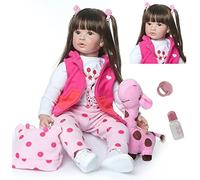 ZIYIUI 24 Pouces 60 cm Reborn Poupée Bébé Fille Silicone Souple Vinyle Mignonnes Réaliste Reborn Fille Fait Main Jouets Pas Cher Cadeaux de Vacances Reborn Toddler Dolls