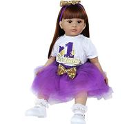 ZIYIUI 24 Pouces 60 cm Reborn Poupée Bébé Silicone Vinyle Reborn Fille Fait Main Réaliste Simulation Vêtu d'une Robe Violette Poupées Reborn Garçon Fille Jouet Cadeaux de Noël