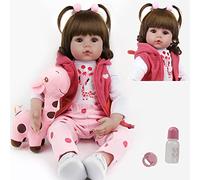 ZIYIUI 24 Pouces 60cm Reborn Poupée Bébé Fille Silicone Souple Reborn Fille réaliste Nouveau né Poupee Doll Bebe Reborn en Fille Cadeaux de Vacances