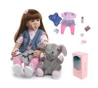 ZIYIUI Bébé Reborn 24 Pouces 60 cm Bebe Reborn Fille Silicone Fait Main Bebe Fille Reborn Poupée Reborn Nouveau né avec des Accessoires de Poupée Bébé éléphant Bebe Reborn Qui Ressemble a des Vrais