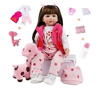 ZIYIUI Bebe Reborn Poupée Filles 20 Pouces, 50cm Realiste Bebe Reborn Fille Fait à La Main Poupées Nouveau-Nés Nés avec Yeux Ouverts, Corps en Tissu Doux - Poupée RéAliste avec Accessoires