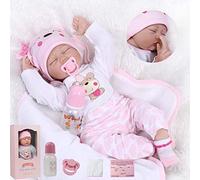 ZIYIUI Bebe Reborn Realiste 22 Pouces 55cm Poupée Reborn Baby Doll Bebe Fille Souple Silicone Vinyle Nouveau-Né Bébé Fille Garcon Poupee Jouet (Dormir Les Yeux Fermés)