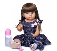 ZIYIUI Poupée Bébé Reborn Fille 22 Pouces 55 cm Réaliste Plein Corps Silicone Vrai Vie Fait Main Yeux Bleus Jouets Bébé Nouveau-né Jouets Bon Marché Cadeaux de Noël Reborn Fille