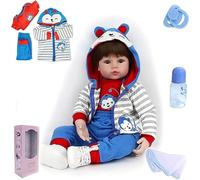 ZIYIUI Poupée Bébé Reborn Garçon 22 Pouces 55 cm Réaliste Reborn Toddler Silicone Souple Vinyle Vrai Vie Fait Main Nouveau-né Jouet Cadeaux de Noël