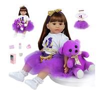 ZIYIUI Poupée Reborn 24 Pouces 60 cm Silicone Fille Fait Main Aux Cheveux Longs et Aux Yeux Ouverts - Jouets-Cadeaux de Noël pour Les Enfants