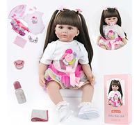 ZIYIUI Poupée Reborn 24 Pouces 60cm Réaliste Bebe Fille Doux Silicone Jouet Nouveau-né et Enfant Noël