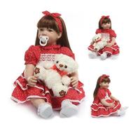 ZIYIUI Poupee Reborn 60 cm 24 Pouces Petite Fille Réaliste Reborn Bébé Reborn Fait Main Silicone Souple Simulation Nouveau-Né Poupee Jouets pour Enfants Pas Cher Cadeau d'anniversaire
