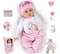 ZIYIUI Poupée Reborn Bébé 22 Pouces 55 cm Souple Silicone Vinyle Réaliste Bebe Reborn Fille Fait à la Main Nouveau-né Vrai bébé