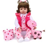 ZIYIUI Poupée Reborn Bébé Fille 24 Pouces 60 cm Silicone Souple Vinyle Poupee Reborn Fille Fait Main Charmant Nouveau-Né Jouet Cadeaux d'anniversaire
