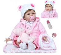 ZIYIUI Réaliste poupée Reborn Fille Fait Main Souple Silicone Vinyle Nouveau-né Jouet Looks Real 22 Pouces 55 cm Magnétique Bouche Baby Dolls Cadeau