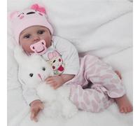 ZIYIUI Reborn bébé Poupée 22 Pouces 55 cm Souple Vinyle Silicone Réaliste Bebe Reborn Fille Sucette magnetique Nouveau-né Poupée Reborn