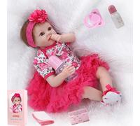 ZIYIUI Reborn Bébé Poupées 22 Pouces 55cm Reborn Bébé Fille Silicone Souple en Vinyle Réaliste Bébé Fille avec Une Sucette magnétique Jouets
