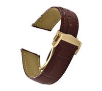 ZIYIWANG Bracelet de montre en cuir à dégagement rapide, multi-tailles, boucle déployante acier inoxydable, 19 22 mm, style professionnel, motif bambou(Brown-Gold Buckle,20mm)