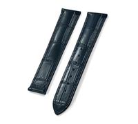 ZIYIWANG Bracelet de montre en cuir à dégagement rapide, multi-tailles, boucle déployante acier inoxydable, 19 22 mm, style professionnel, motif bambou(Blue-No Buckle,19mm)