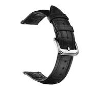 ZIYIWANG Bracelet en cuir de 18 à 22 mm avec fermoir crochet métal, style rétro et professionnel(Bamboo Black,22mm)