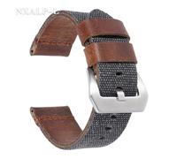 ZIYIWANG Bracelet en cuir et nylon 20 mm, 22 mm, 24 mm, en tissu denim, interchangeable for hommes et femmes(Black,24mm)