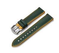 ZIYIWANG Compatible avec des largeurs d'attache de 20 mm, 22 et 24, le bracelet en cuir fluoré à double pièce dégagement rapide est compatible les montres différentes marques(Green Yellow 1,24mm)