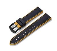 ZIYIWANG Compatible avec des largeurs d'attache de 20 mm, 22 et 24, le bracelet en cuir fluoré à double pièce dégagement rapide est compatible les montres différentes marques(Blue Yellow 2,24mm)