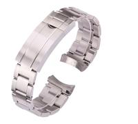 ZIYIWANG Compatible avec les bracelets en acier inoxydable de 20 mm largeur, bracelet forme d'arc, chaîne argentée brossée, compatible montres-bracelets mécaniques automatiques for hommes(Brushed B)