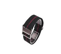 ZIYIWANG Le bracelet élastique en nylon est compatible avec des largeurs d'attache de 18 mm, 20 et 22 tissu un rétro adapté aux hommes femmes(Black Red,20MM_BLACK BUCKLE)