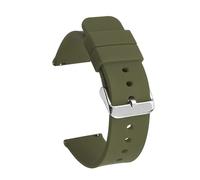 ZIYIWANG Quick release Silicone Strap Waterproof Rubber 14mm To 24mm(Army green silver,18mm)