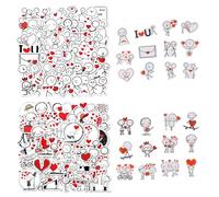 Ziyonix 100 Pièces Autocollant Scrapbooking Amour, Autocollants Saint-Valentin Esthétiques, Autocollante Coeur Rouge, Gommette Imperméable en Vinyle pour Journaling Artisanat Bricolage
