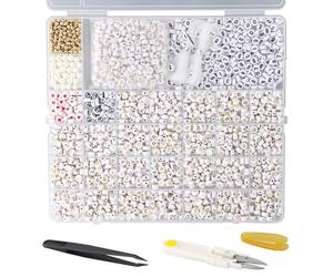 Ziyonix 1400+ Pcs Perles pour Bracelets PERLE LeTTres AlphabET A-Z Perles Plate ALPHABET PERLE Dorées Lettre Perle Acrylique ALPHABETS pour DIY Fabrication de Bijoux Bracelets Colliers