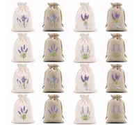 Ziyonix 16 Pièces Sachet Lavande Vide Sachets de Lavande avec Cordon de Serrage Petit Sac en Tissu Lavande Brodé Sachets en Toile de Jute Pochettes Sachets Lin pour Bijoux, épices Herbes