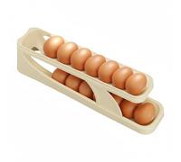 Ziyonix 2 Niveaux Distributeur Automatique D'œufs, Peu Encombrant Boite a Oeufs, Roulant Rangement Oeuf Frigo Peut Contenir 12-15 Gros œufs, pour Réfrigérateur, Cuisine, Armoires